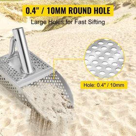 VEVOR Metal Detector Sand Scoop, Stainless Steel Metal Detecting Beach Scoop Scoops, 10 MM Hole Beach Metal Detector Scoop, 2MM Sturdy Light Stainless